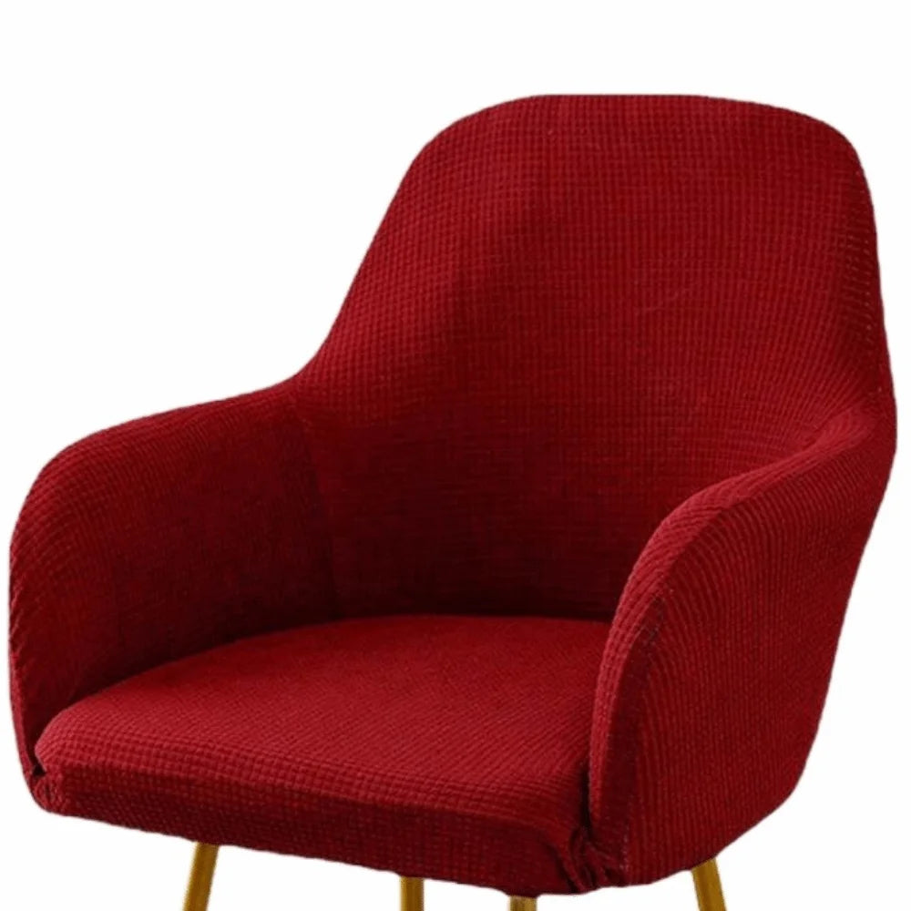 Simple Elastic Curved Chair Cover Plaid All-wrap Solid Color Seat Protection Dust Proof Flannel Wear for Chairs Family Dinner
