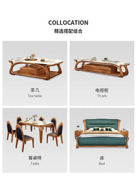 XMH new Chinese ebony leather sofa modern living room luxury villa first layer cowhide new combination sofa