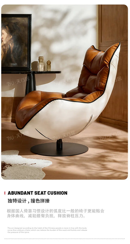 Living room balcony designer antique leisure chair leather lazy sofa
