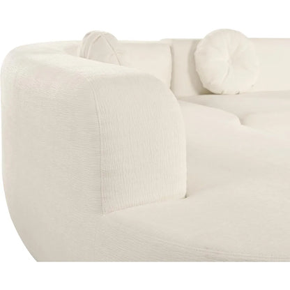 122" Extra Large Sectional Sofa Soft Fabric Upholstery Sponge Couch, Elegant Curved Design with Three Round Cushions