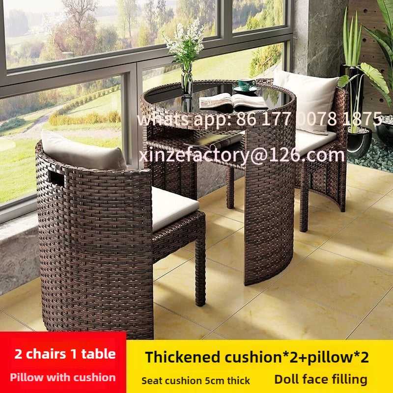 Customizable Balcony Courtyard Leisure Table and Chair Combination Rattan Chair Three Piece Set Tea Imitation Rattan Chair Tea