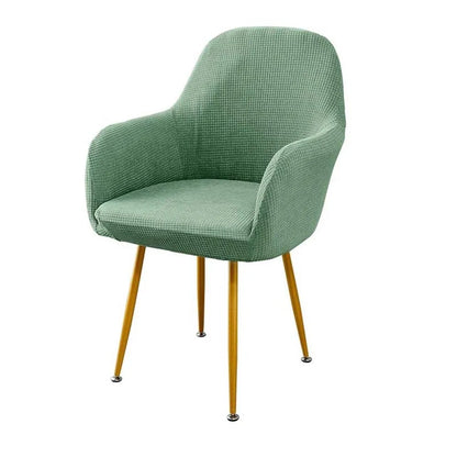 Simple Elastic Curved Chair Cover Plaid All-wrap Solid Color Seat Protection Dust Proof Flannel Wear for Chairs Family Dinner
