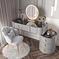 Solid wood new dresser glass bedroom modern simple style light luxury Internet celebrity small makeup table rock slab makeup
