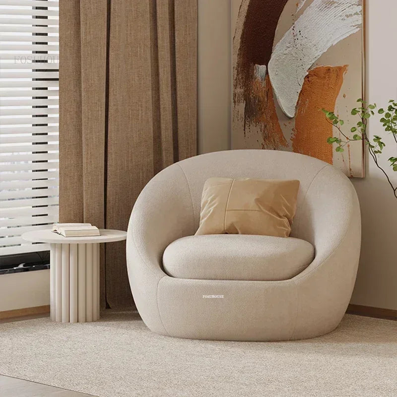 Simple Fabric Living Room Chairs Minimalist Nordic Creative Beauty Salon Lounge Chair Table Home Single Lazy Sofa Backrest Chair