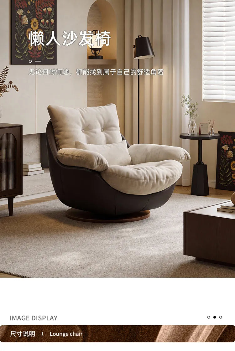 Swivel Cross Legged Chair Accent Armchair For Living Room Lounge Comfy Floor Chair Nordic Chaise Wabi Sabi Lazy Sofa