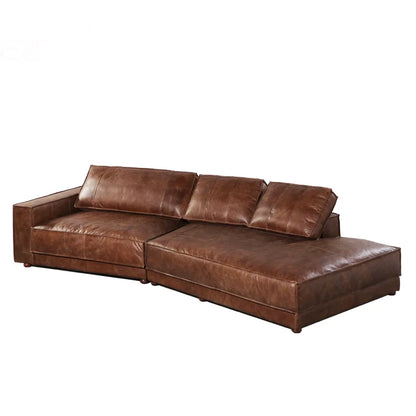 Classic retro style living room Budapest sofa, second-hand bed and breakfast oil wax leather special-shaped sofa
