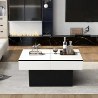 KD Wholesale Coffee Table  Living Room White & Black Modern High-Gloss Coffee Table with Hidden Storage