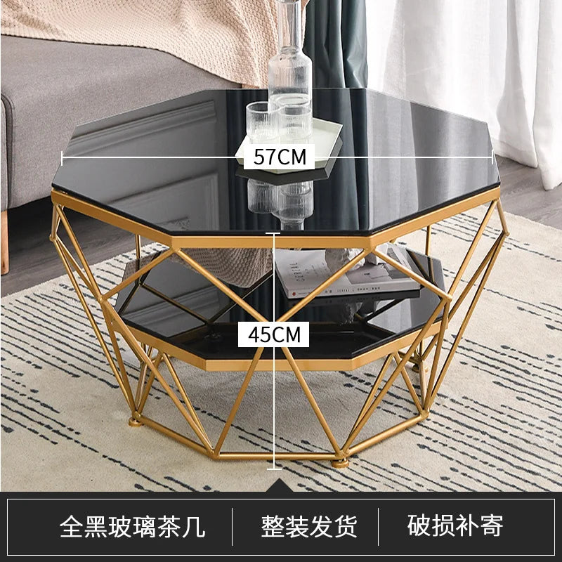 Nordic Glass Living Room Coffee Tables Light Luxury Modern Toughened Glass Bedroom Corner Table Iron Coffee Table Home Furniture