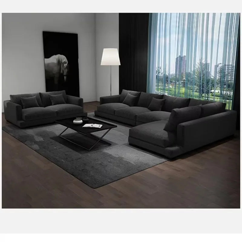 -For Extra Large Black Wide Corner Sofa Fabric Corner Couch 7 Seater Living Room Sofas Floor Couch&