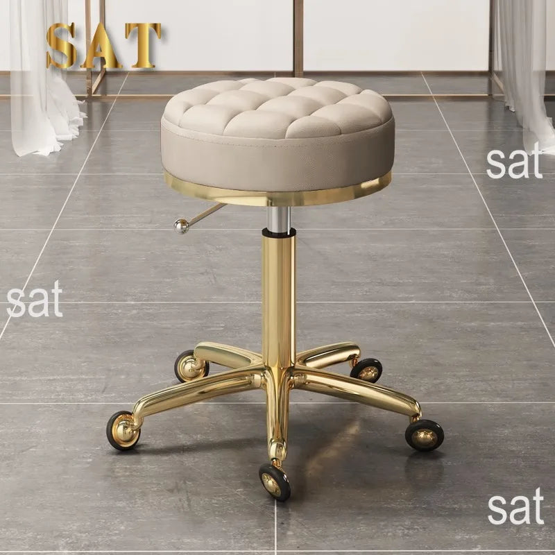 Household beauty stool, metal industrial hair chair with rotating lift pulley, suitable for salons and barber shops