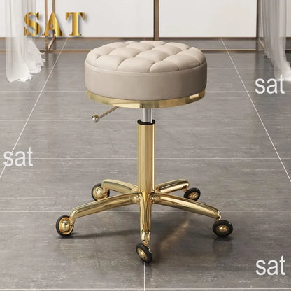 Household beauty stool, metal industrial hair chair with rotating lift pulley, suitable for salons and barber shops