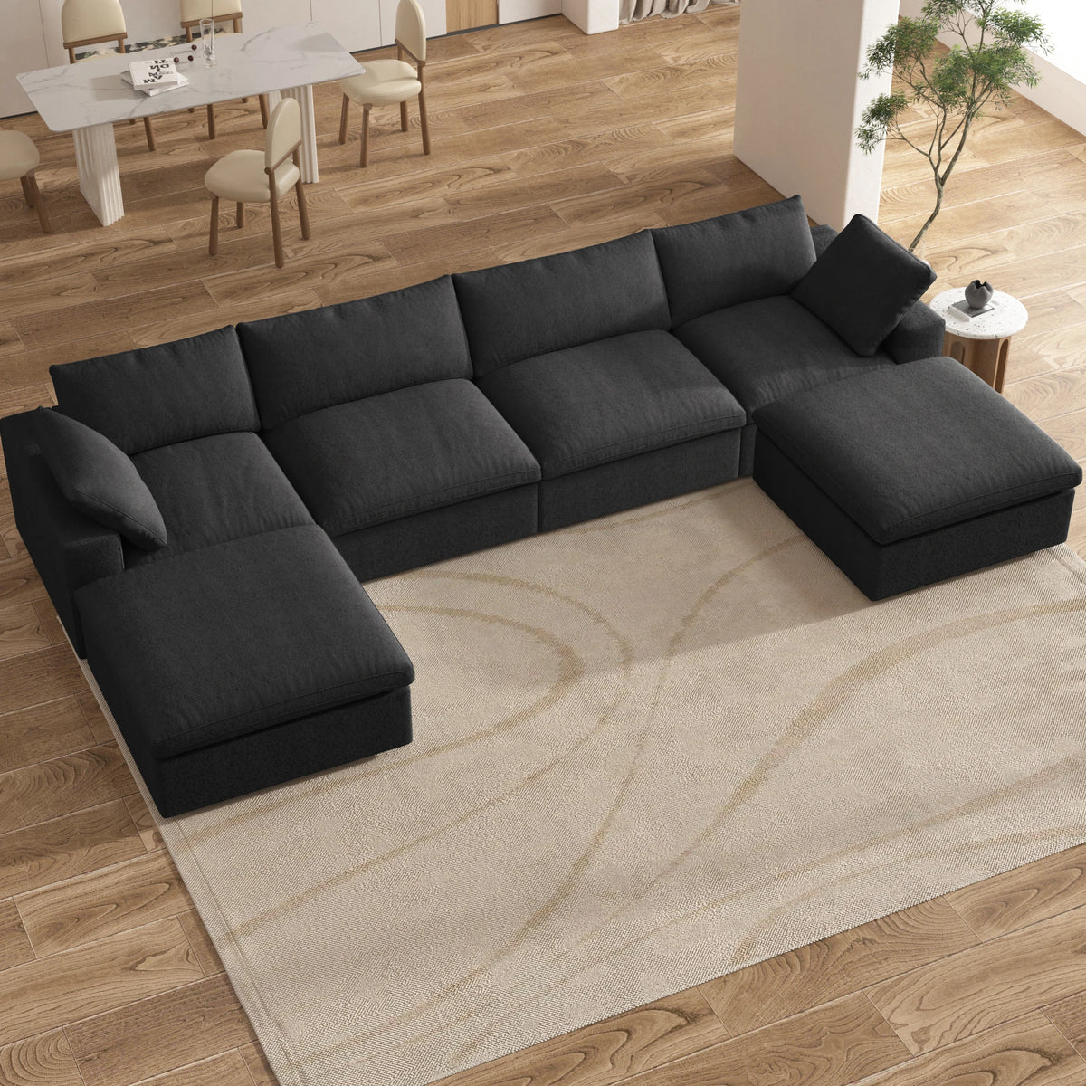 Cloud Modular Sectional Sofa with 2 Storage Ottomans 160.6