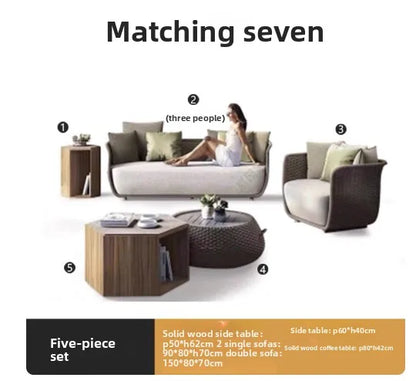 Italian Style Modern Luxury Waterproof Outdoor Rattan Garden Sofa Set For Hotels And Villas For Courtyard