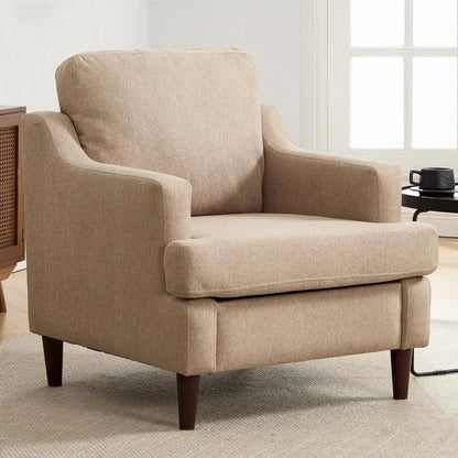 Mid-Century Accent Chair Modern Linen Fabric Armchair for Living Room,Comfy Upholstered Reading Chairs, Customized