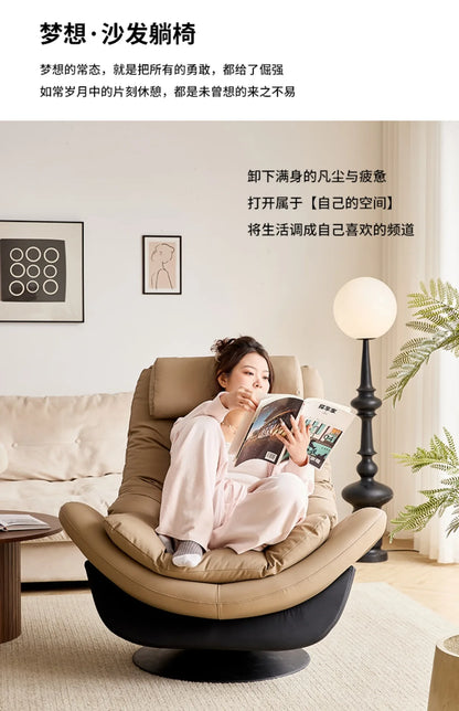 Light luxury single sofa chair rotatable designer casual lazy sofa Nordic living room balcony reclining single r &