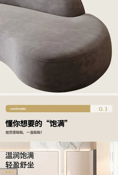 New arrive Cream Floor Living Room Sofas Curved Lounge Ergonomics Women Living Room Sofas White Minimalist Muebles Postmodern Fu