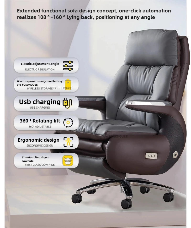 Electric Smart Office Chairs European Reclining Computer Chair Home Gaming Armchair Modern Office Furniture High-end Boss Chair