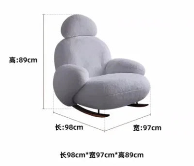S White Rocking Chair Reclining and Sleeping Cream Single Plush Rocking Chair Lazy Sofa Balcony Leisure Chair  furniture