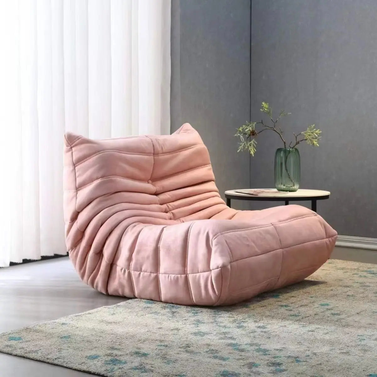 Single sofa living room bedroom lazy fabric leather leisure chair small apartment cream wind