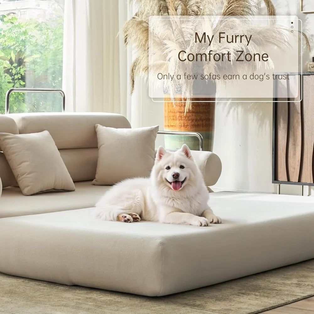 Convertible Sleeper Sofa - 35'' High-Back Floor Couch Bed - Folding Sofa Bed with Rounded Arm Supports - Floor Sofa Lounge