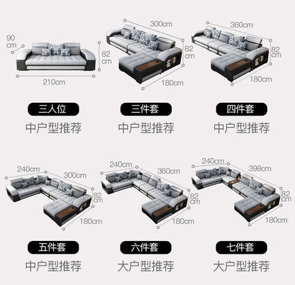 Modern 5 6 7 8-Seater Fabric Sofas Sectional Set for Living Room Hotel Furniture with Sponge Filling
