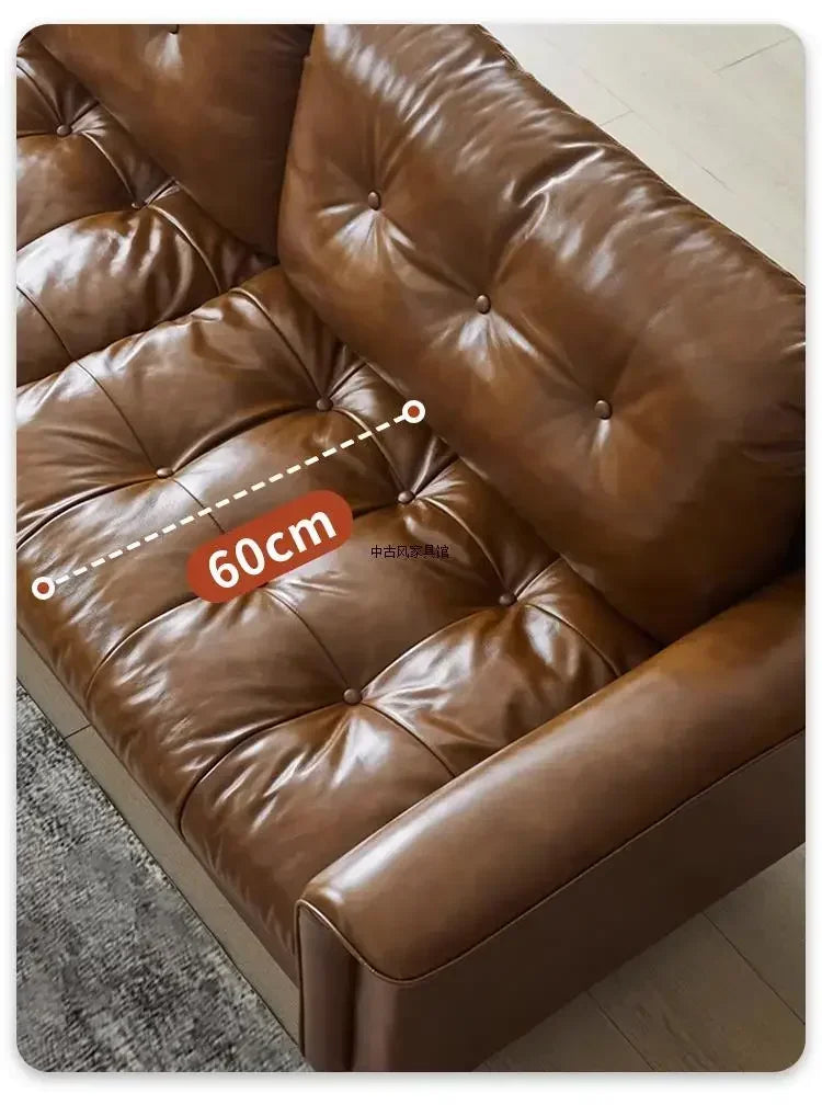 Medieval Oil Wax Leather Creative Sofa Living Room Retro Old