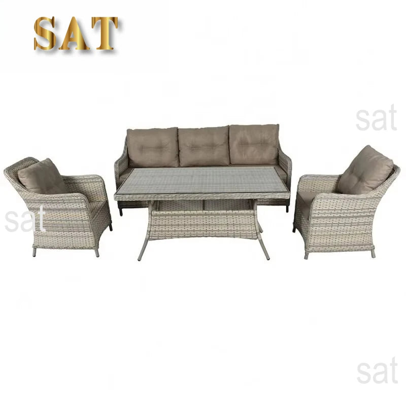 Hot SalesHigh Quality Luxury Fabric Rattan Wicker Sofa Set For Outdoor Garden Courtyard Home Bar Hotel Dining Plastic Garden Fur