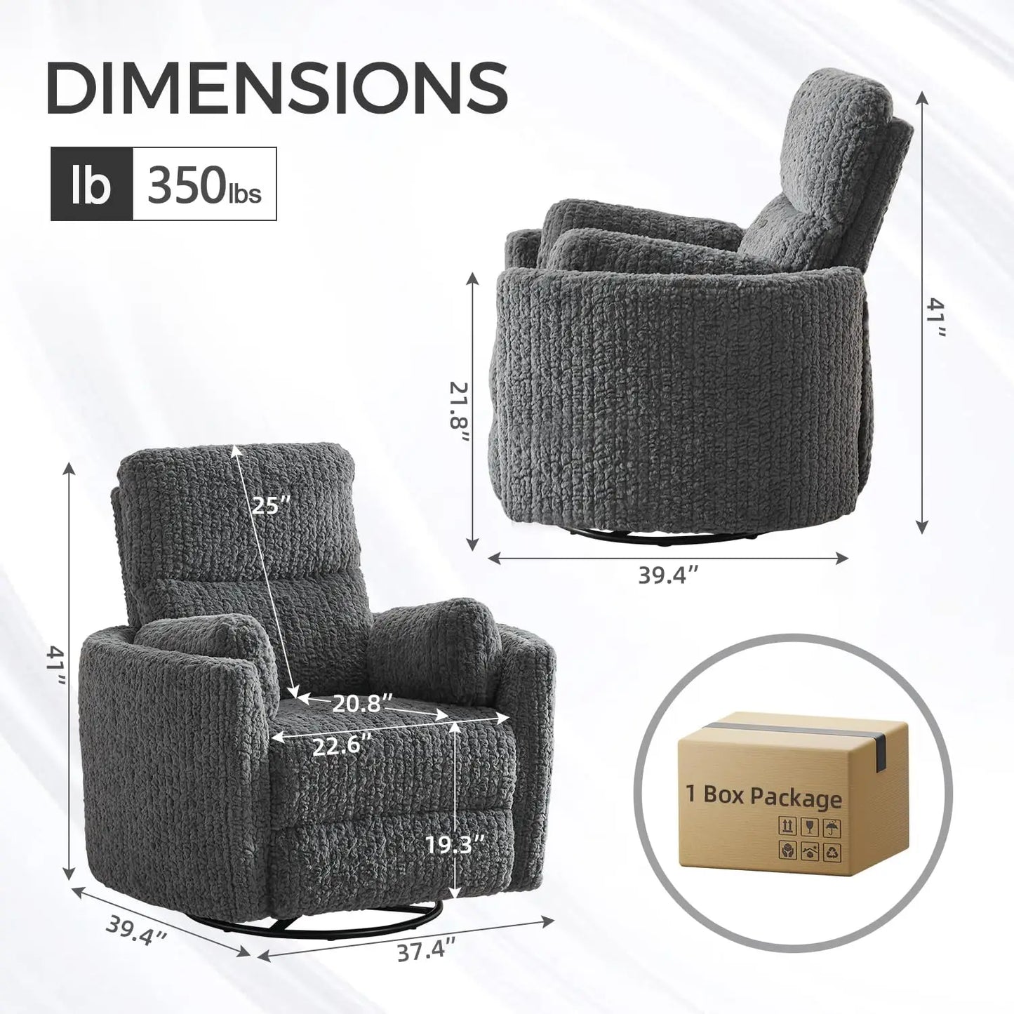 TODRANI Power Swivel Glider Rocking Recliner Nursery Chair with 2 Pillows, Reclining Chair with Type - C & USB Charger Ports