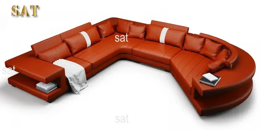 New Arrival Modern Living Room Leather Sofa, Lounge Chair, Living Room Designer Combination Sofa, U-shaped Sofa, Luxury Leather