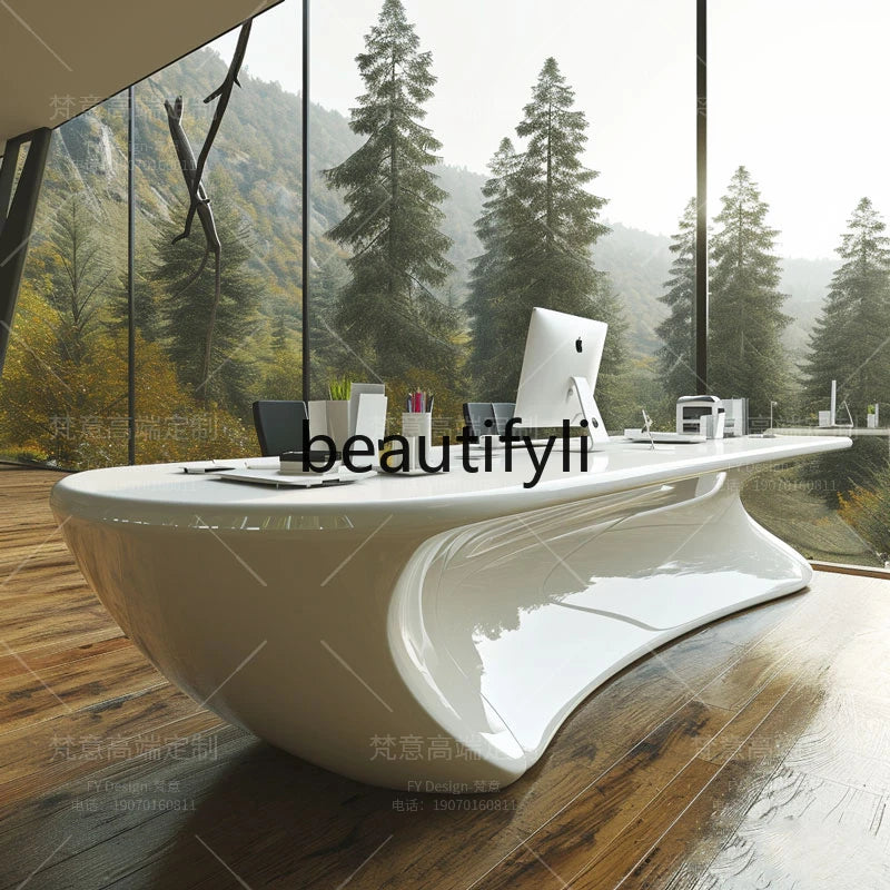 Painting front desk FRP reception desk Special-shaped creative service Bar counter Company information desk customization