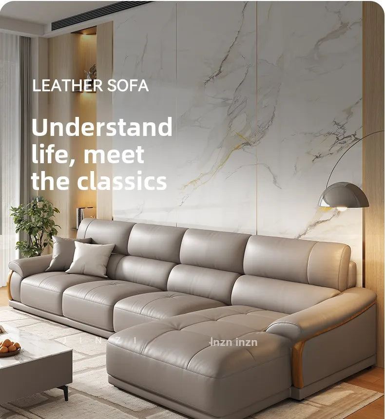 LMM living room modern simple leather sofa light luxury combination large and small apartment leather art