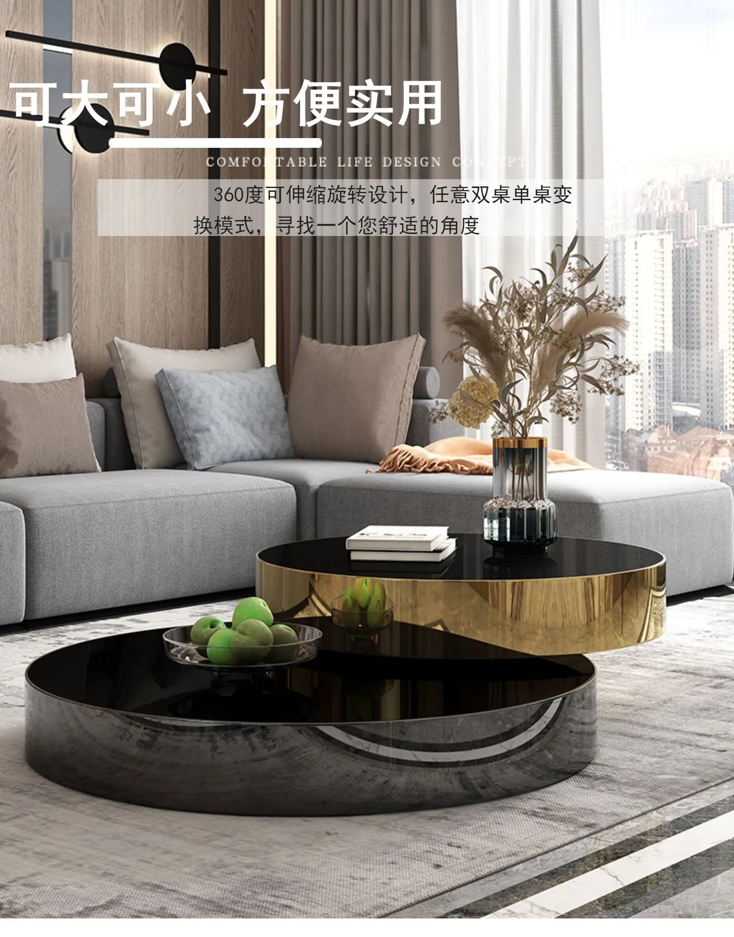 Italian Luxury Rotating Coffee Tables Modern Minimalist Living Room Extension Coffee Table Creative Design Home Furniture FYCT
