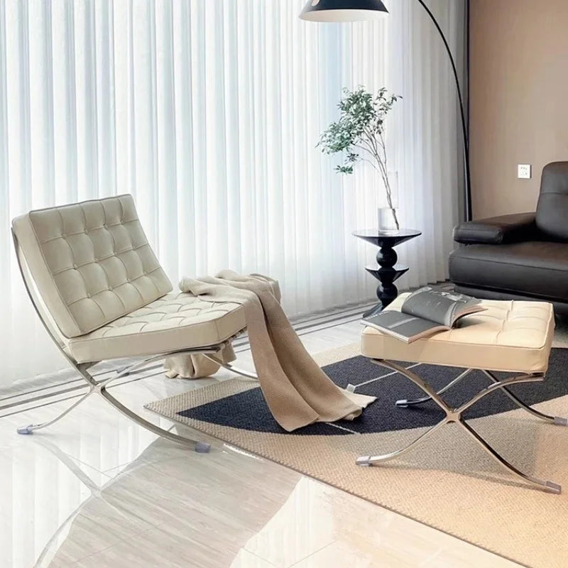 Comfortable Ergonomic Living Room Chair with Genuine Leather Backrest for Study, Cafe, and Gaming Use