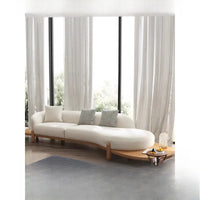 Log cream style moon curved sofa Japanese style simple and modern