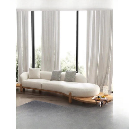 Log cream style moon curved sofa Japanese style simple and modern