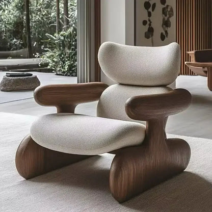 New medieval light luxury solid wood sofa chair designer home balcony living room model room creative sofa chair