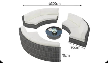 Outdoor sofa combination garden terrace leisure rattan circular courtyard outdoor open-air rattan chair sun room rattan sofa