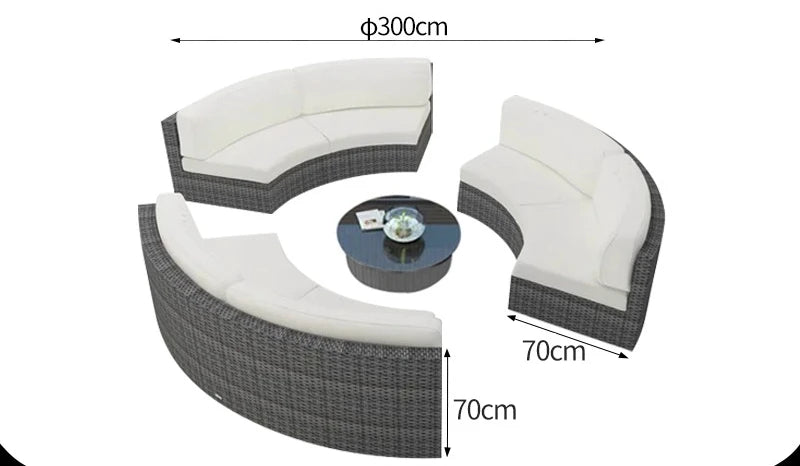 Outdoor sofa combination garden terrace leisure rattan circular courtyard outdoor open-air rattan chair sun room rattan sofa