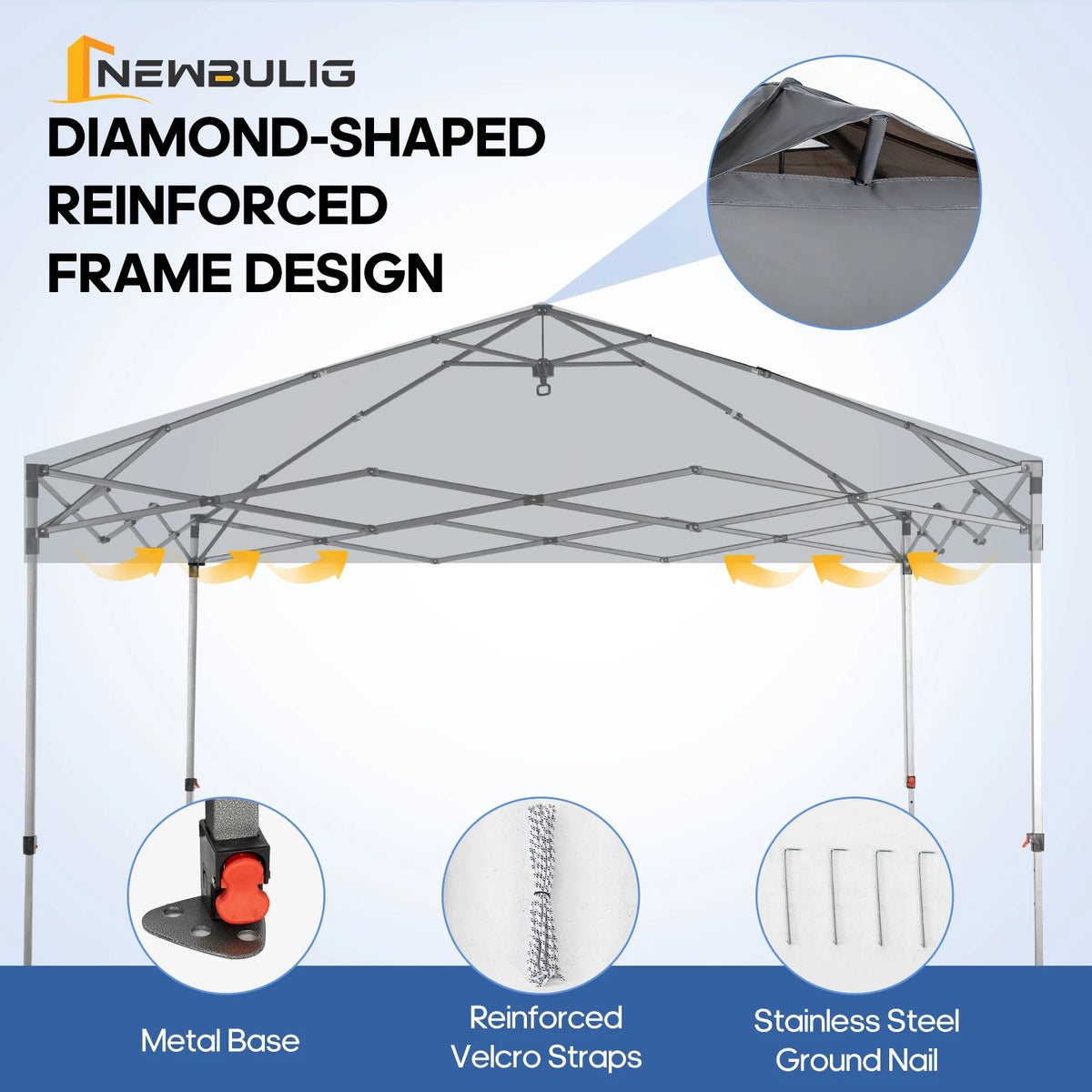 JHK 10x10ft One Push Setup Pop Up Canopy Tent Portable Outdoor Sun Shelter for Beach Events Camping with Rolling Carry Bag