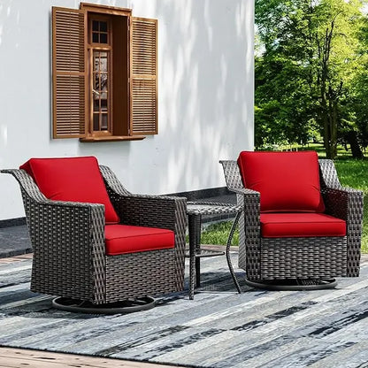 3-Piece Outdoor Patio Set with PE Rattan Sofa, Removable Cushions & Tempered Glass Table for Garden, Balcony