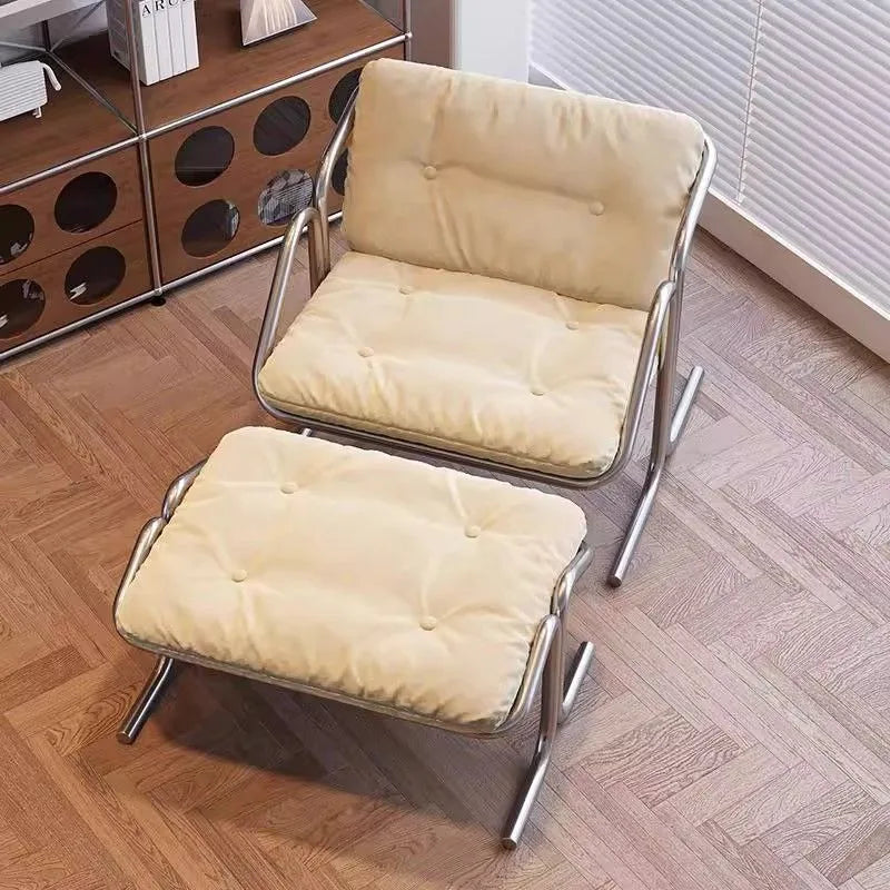 Wabi Sabi Bauhaus Lounge Chair Stainless Steel Frame Designer Minimalist Daybed for Living Room and Patio Relaxation