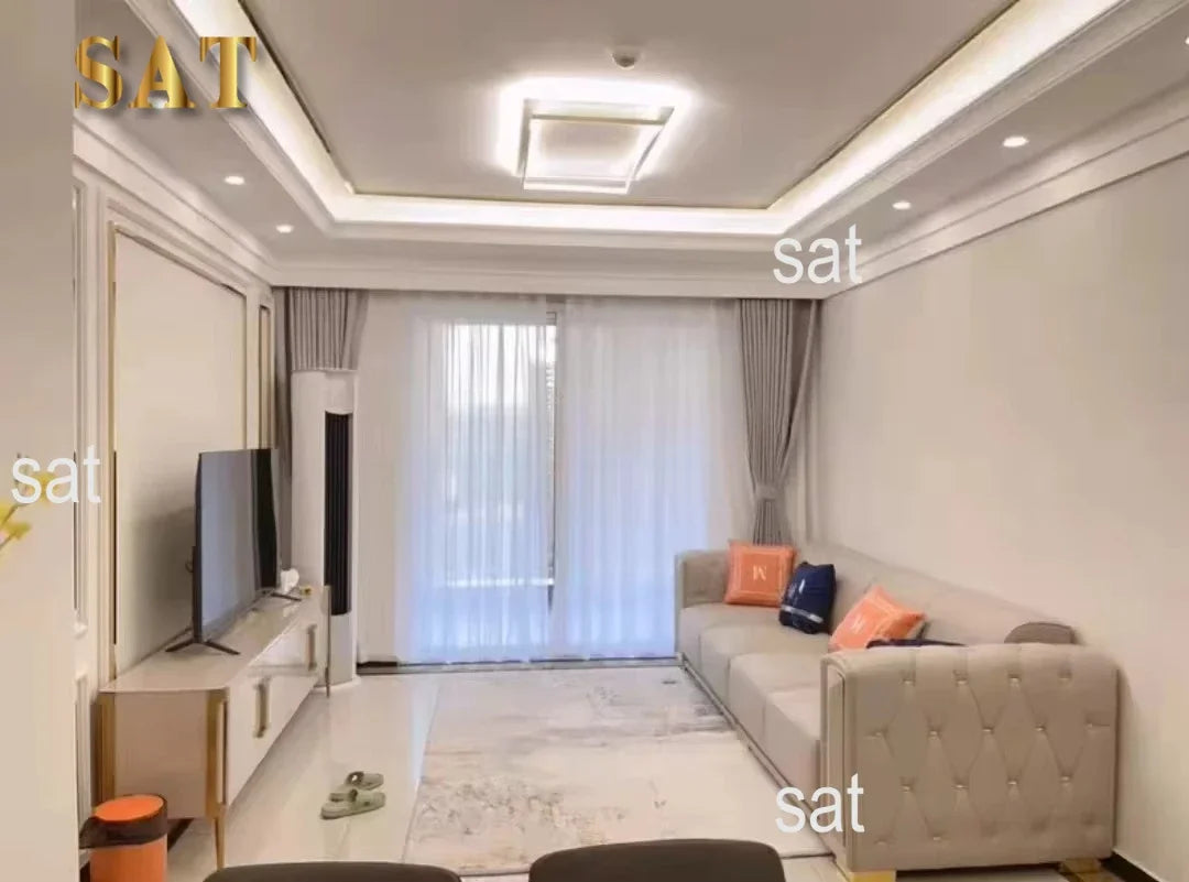 -Modern Luxury High-end Living Room Sofa Set Furniture Upholstered Full Leather Button Tufted Sofa Home