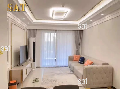 -Modern Luxury High-end Living Room Sofa Set Furniture Upholstered Full Leather Button Tufted Sofa Home