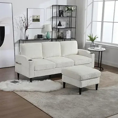 #For L-Shaped Modular Sectional Sofa, 3-Seater Comfy Cloud Couch with Ottoman/Chaise & 5 Pillows for Living Room Bedroom&