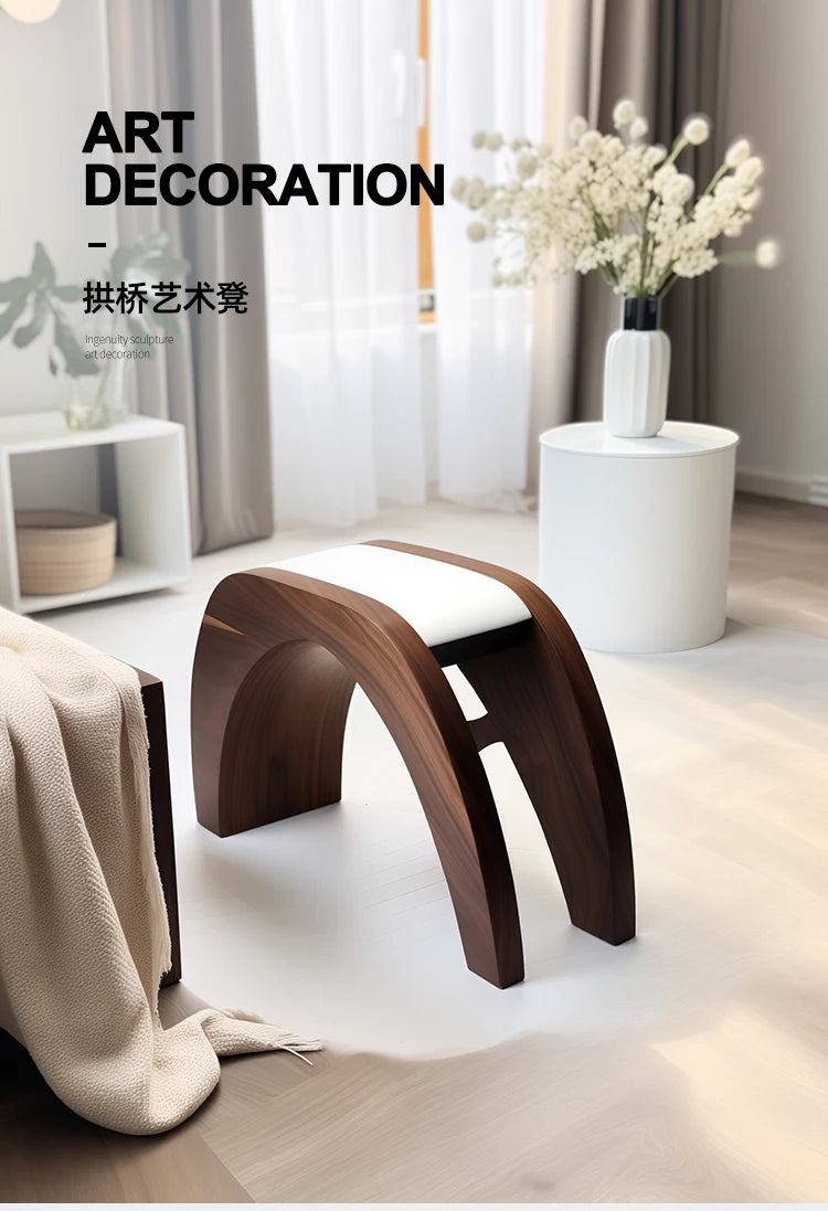 Nordic creative small stool high-end home stool strong and durable solid wood fashion shoe change solid wood seat stool