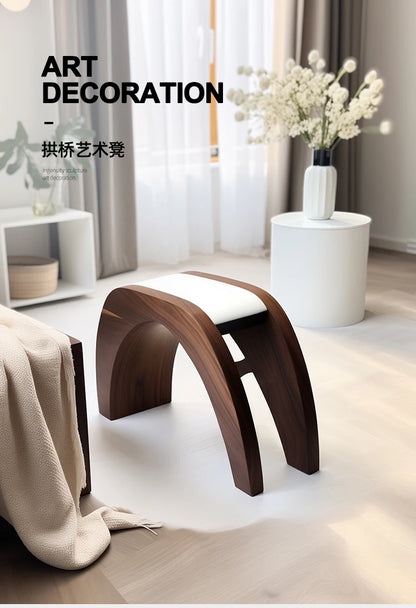 Nordic creative small stool high-end home stool strong and durable solid wood fashion shoe change solid wood seat stool