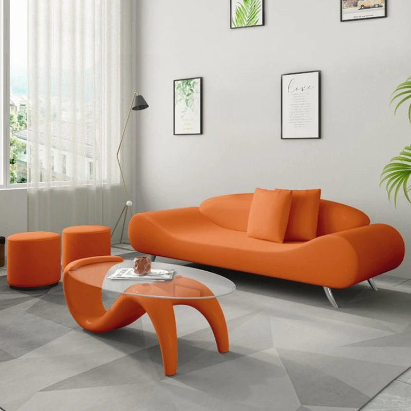 Bedroom sofa small apartment living room two people small orange modern simple beauty salon room personalized creative furniture