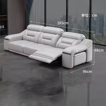 MINGDIBAO Genuine Leather Living Room Sofa Set Power Reclining Couch Electric Recliners with Stool Seating Room, Sofa Reclinable