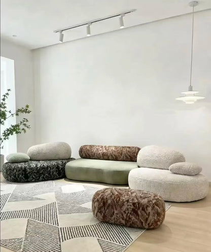 Italian minimalist pebble art sofa villa large flat living room special-shaped module fabric sofa Internet celebrity