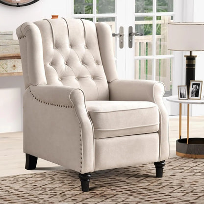 EBELLO Push Back Recliner Chair Fabric Lounge Armchair Pushback Recliner with Padded Seat for Living Room